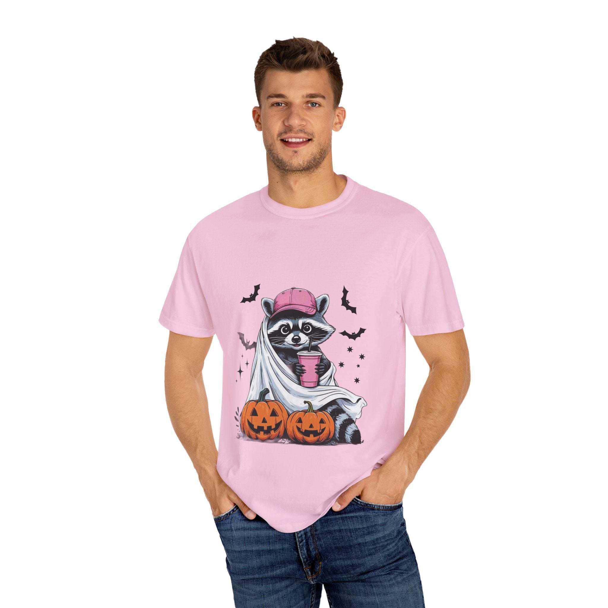 Raccoon Ghost Halloween T-shirt - TeninoVentures