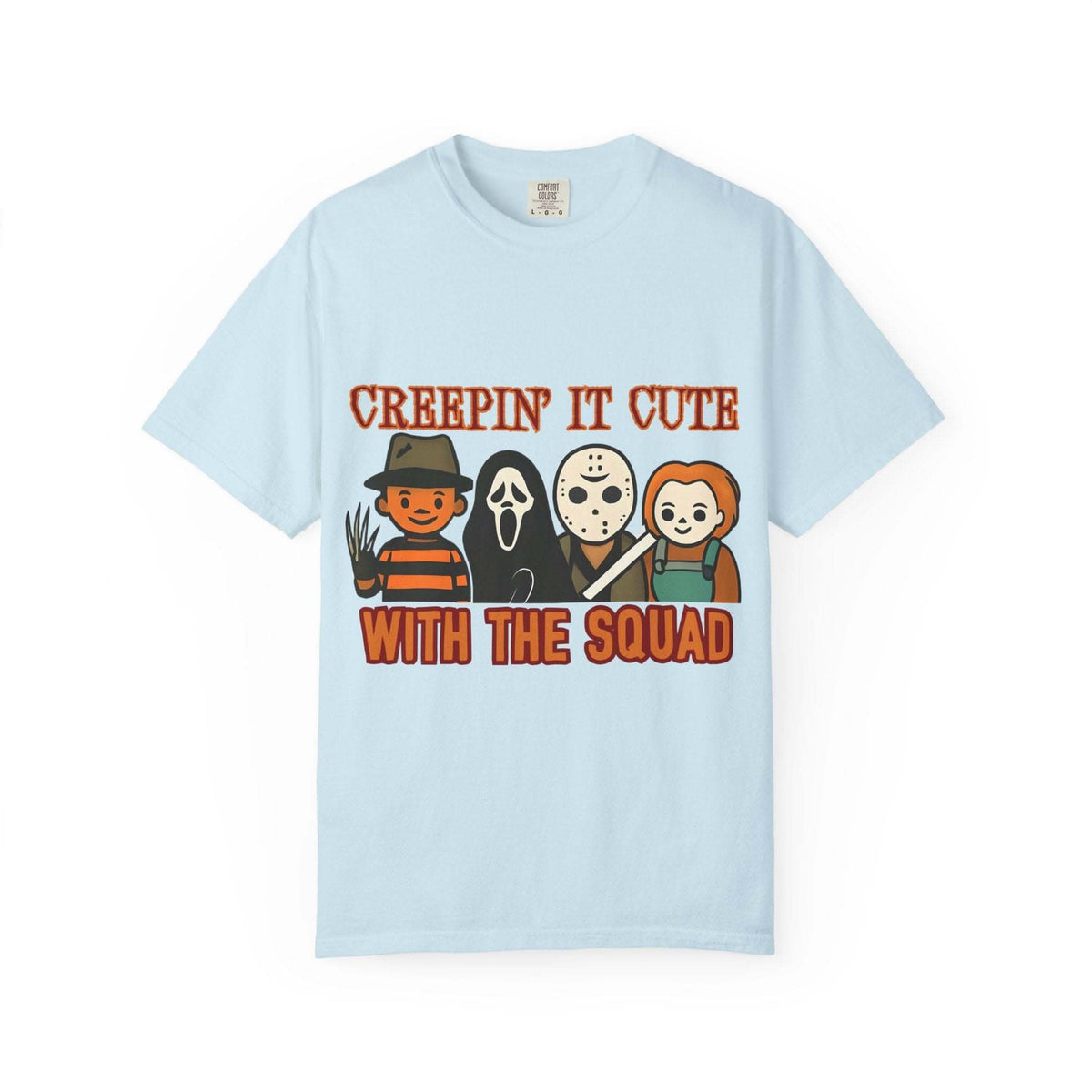 T-shirt with Halloween characters and “Creepin’ It Cute” lettering