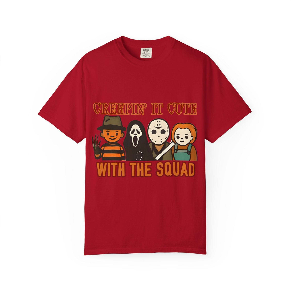 T-shirt with Halloween characters and “Creepin’ It Cute” lettering