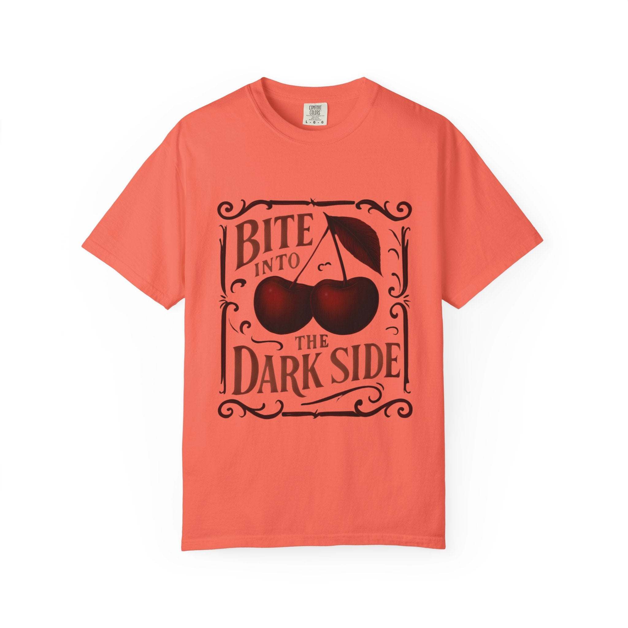 Garment-Dyed T-Shirt Bite Into the Dark Side Cherry for Gothic Style