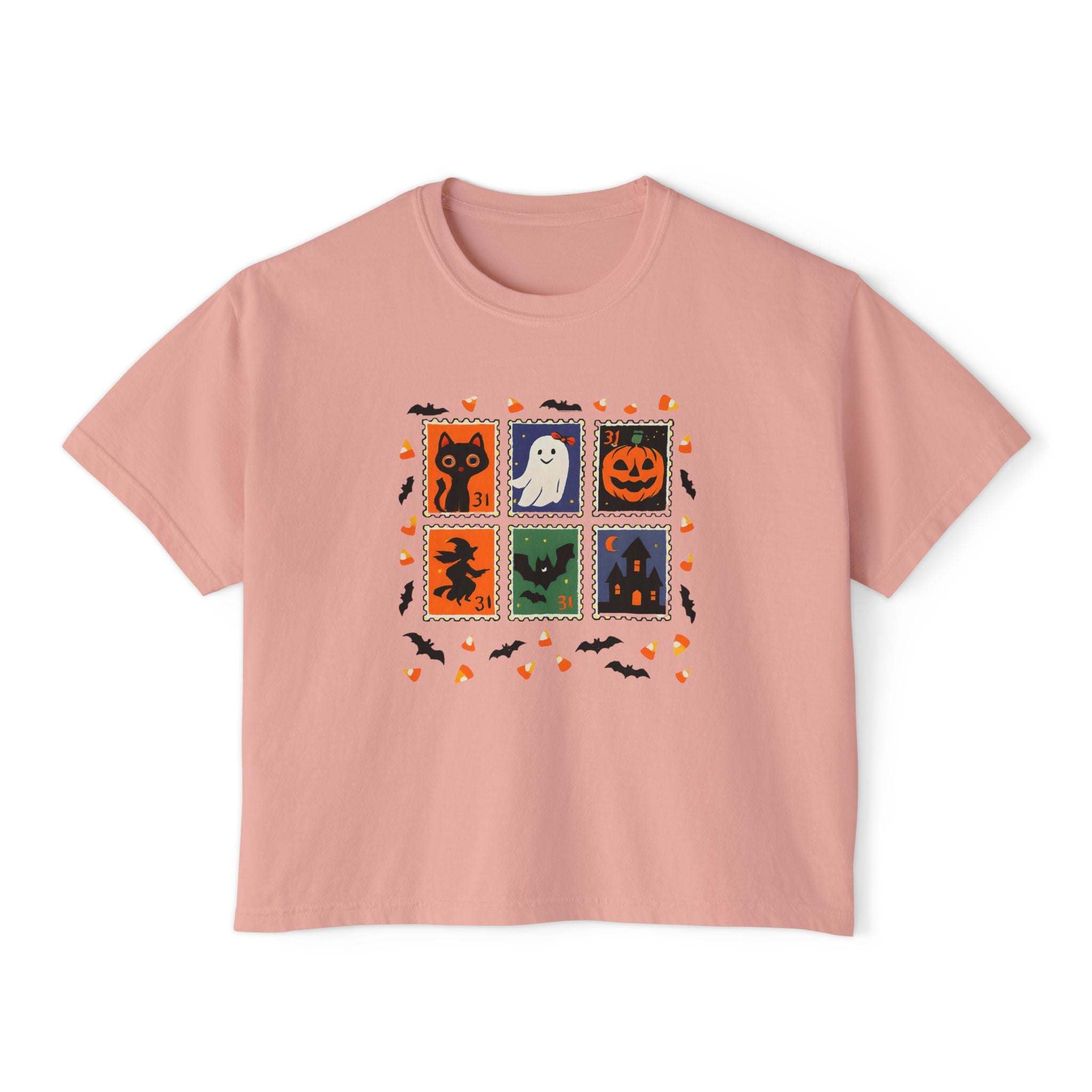 Retro Halloween Stamps Boxy Tee Shirt - TeninoVentures