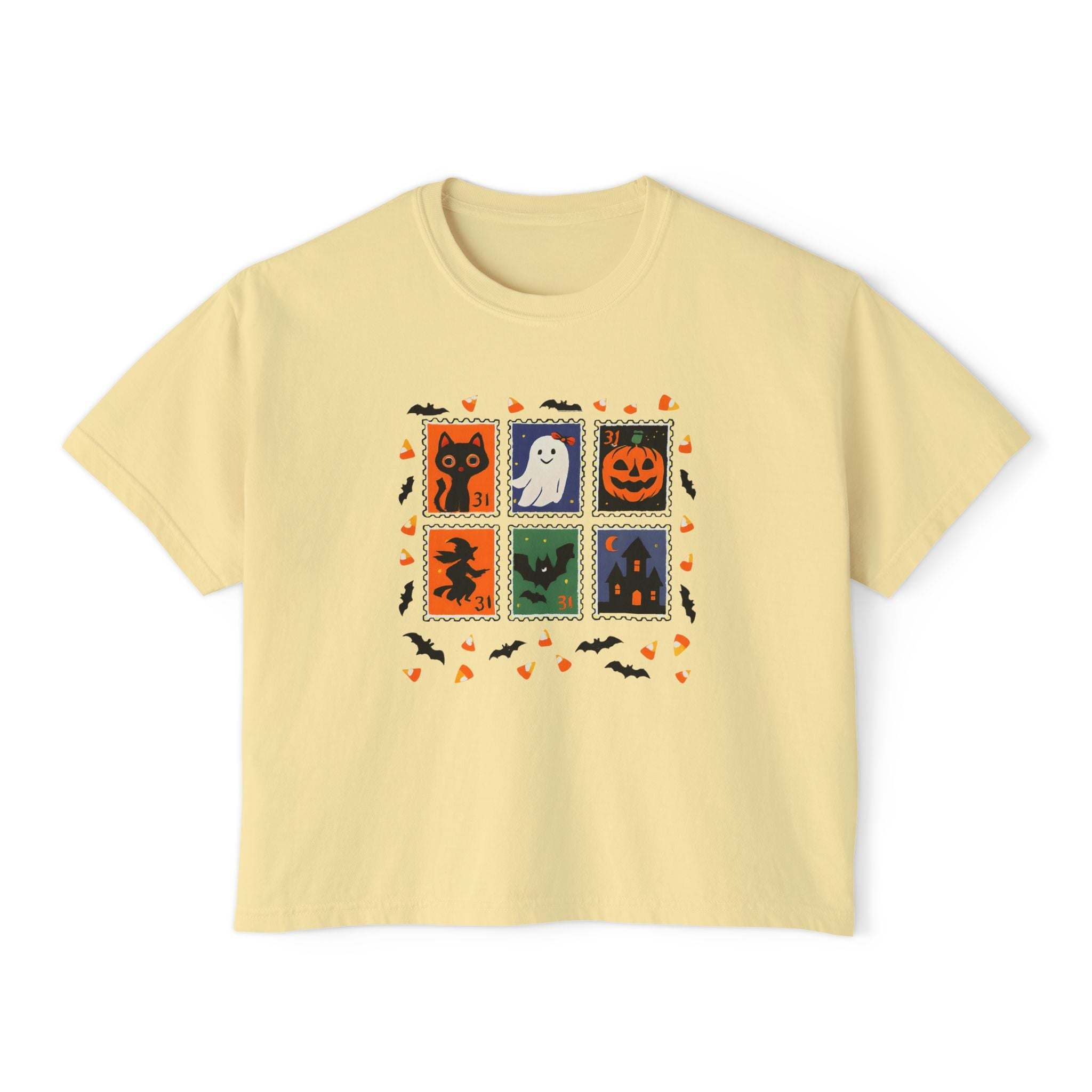 Retro Halloween Stamps Boxy Tee Shirt - TeninoVentures
