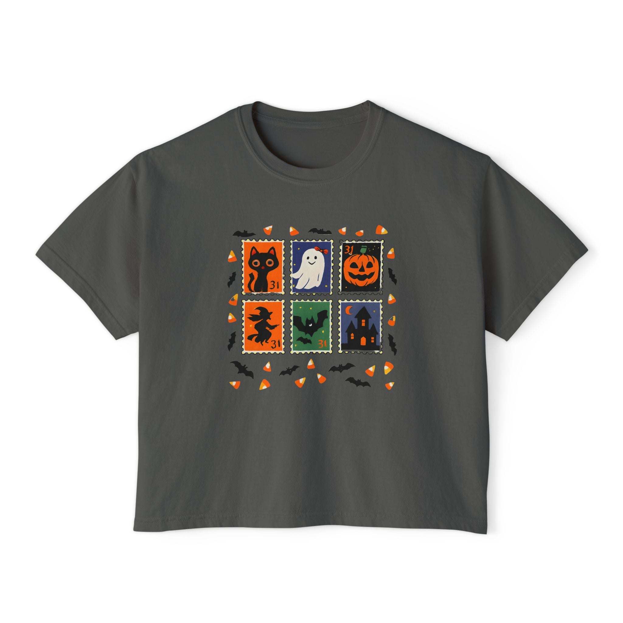 Retro Halloween Stamps Boxy Tee Shirt - TeninoVentures