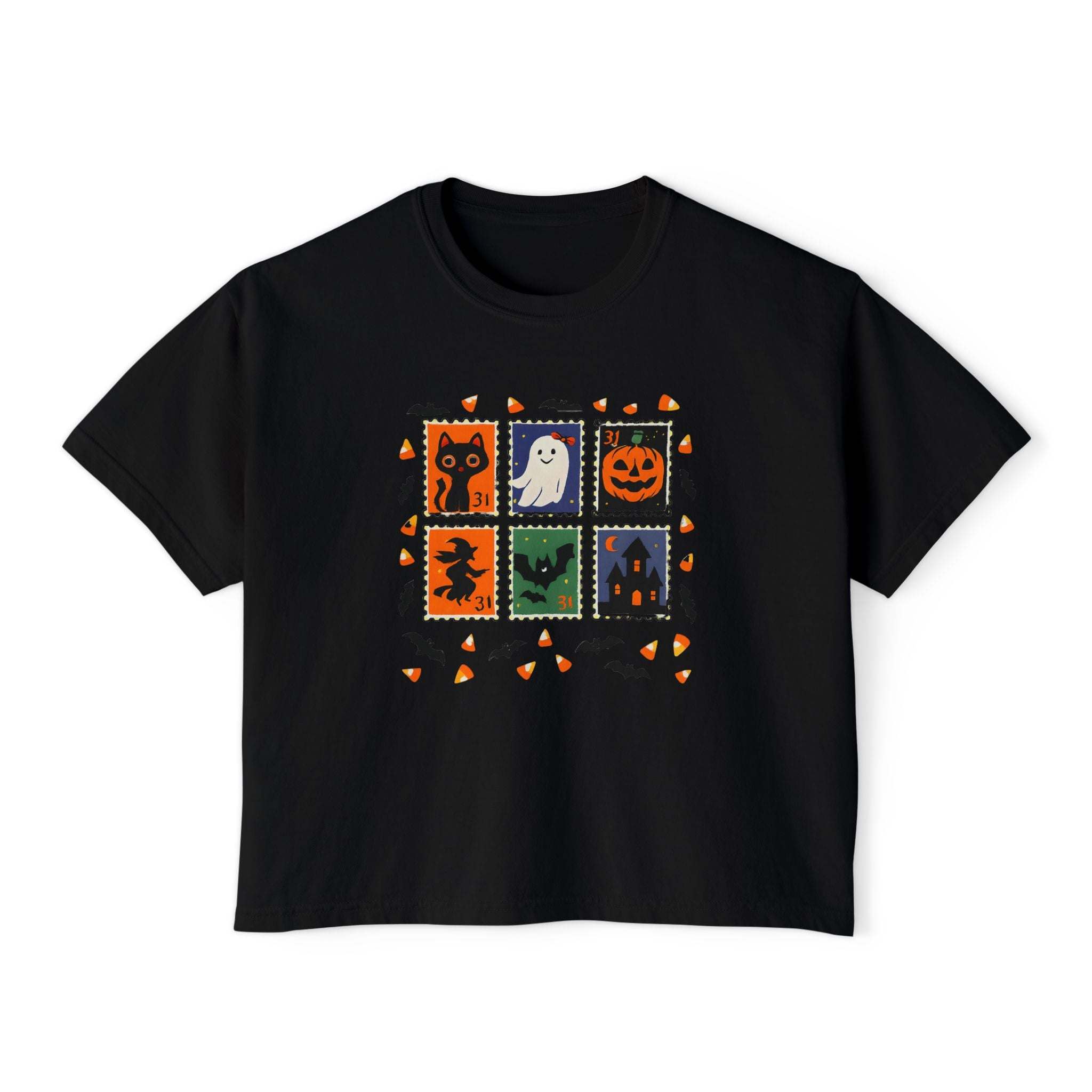 Retro Halloween Stamps Boxy Tee Shirt - TeninoVentures