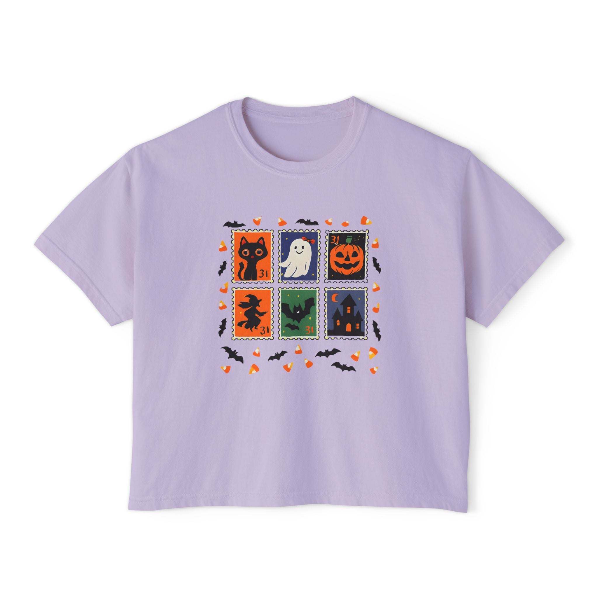 Retro Halloween Stamps Boxy Tee Shirt - TeninoVentures