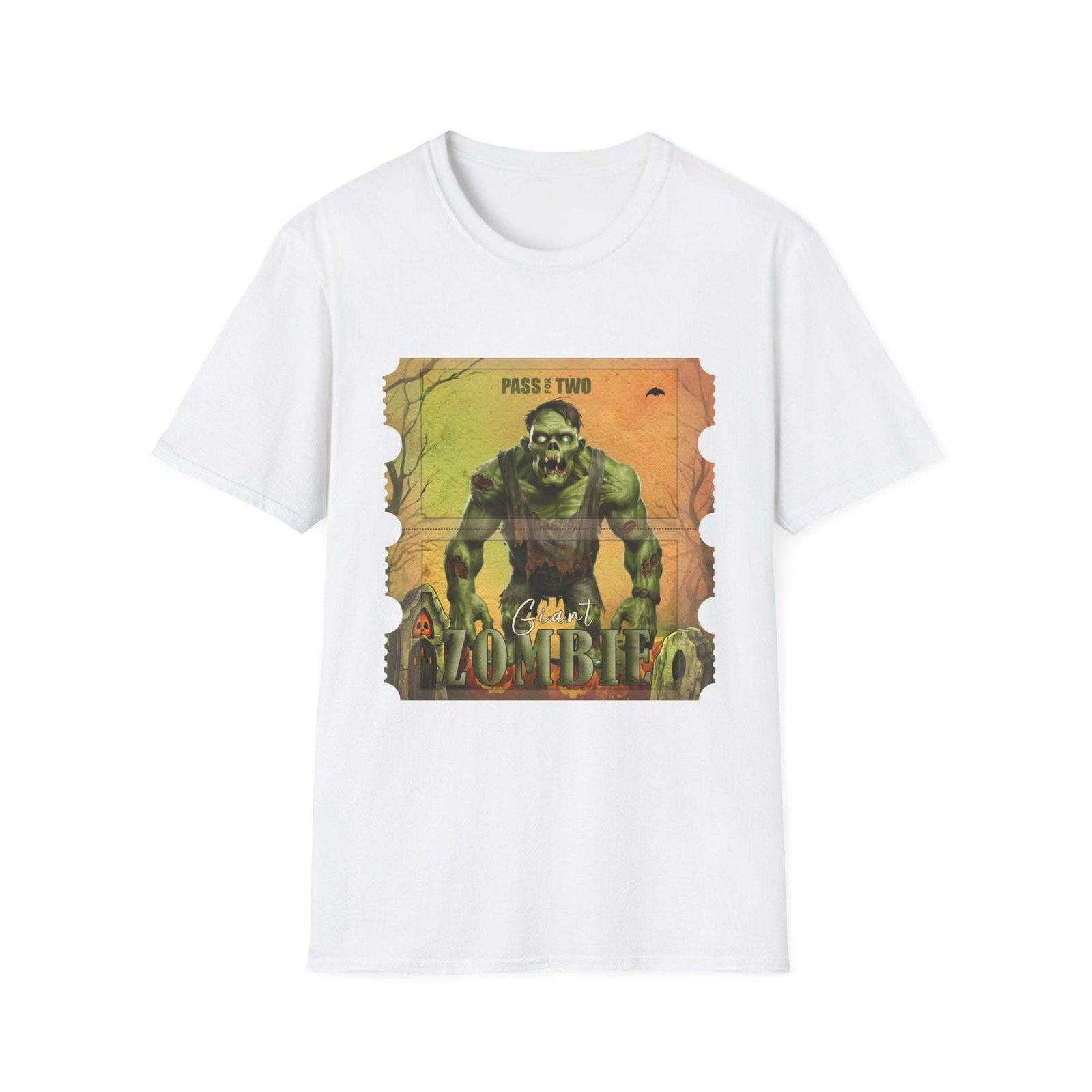 Vintage Giant Zombie Halloween movie ticket unisex t-shirt with retro horror design