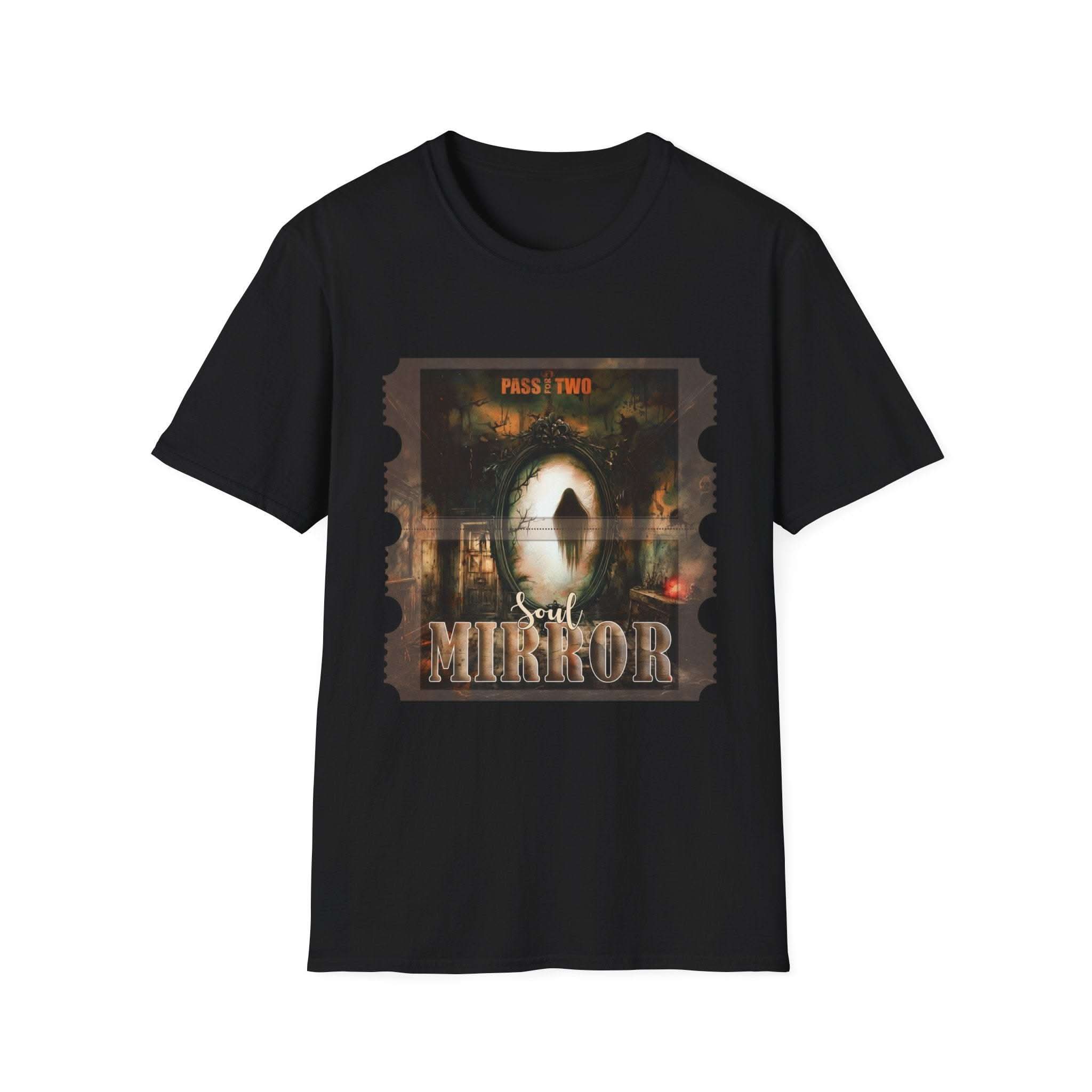 Soul Mirror Halloween movie ticket graphic black t-shirt