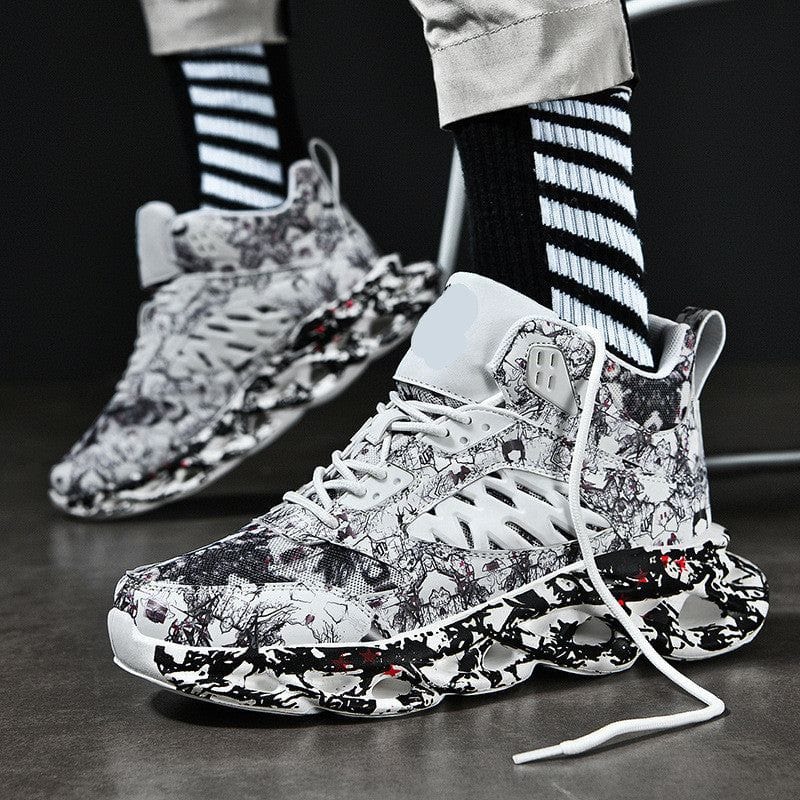 Trendy camouflage sports men's casual athletic shoes with round toe and low flat heel