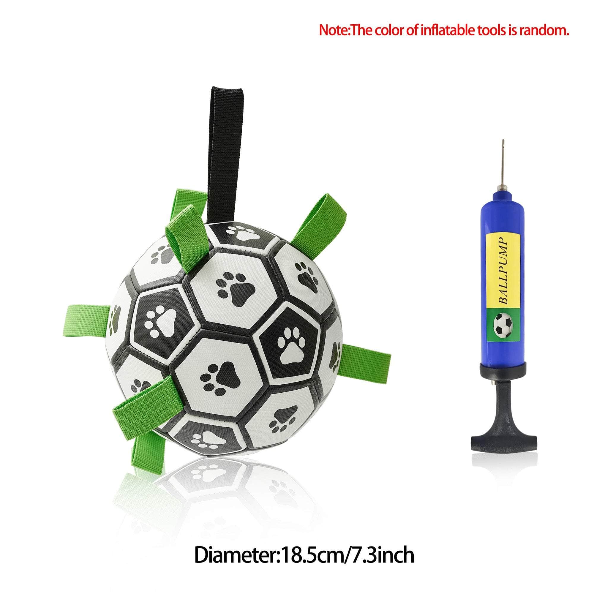 Interactive dog football toy with nylon tabs and pump for outdoor training and fetch games