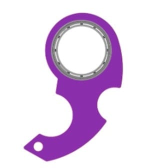 Purple fidget spinner toy keychain with ergonomic design for stress relief and bottle opening function