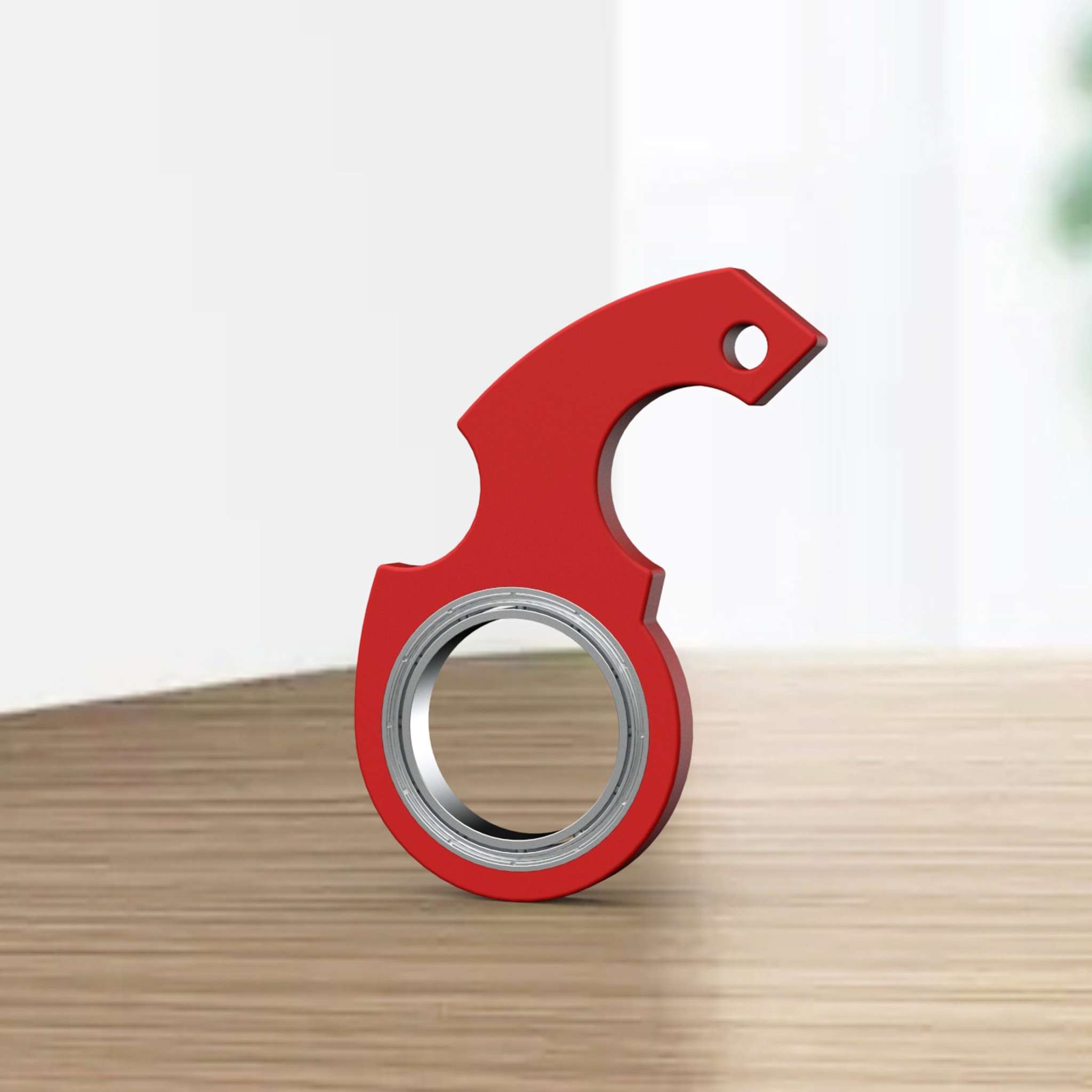 Red fidget spinner toy keychain with bottle opener for stress relief and anxiety management