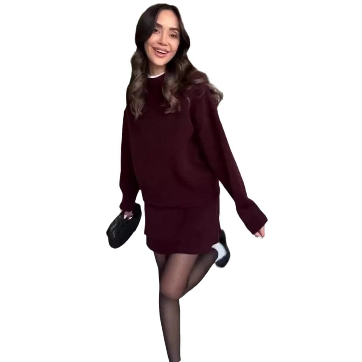 Sweater Skirt Sets for Women - Elegant 2 Pieces Knit Outfit