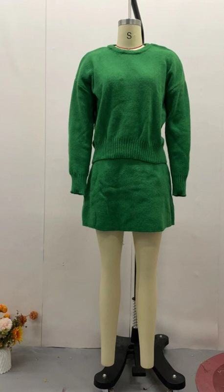 Sweater Skirt Sets for Women - Elegant 2 Pieces Knit Outfit