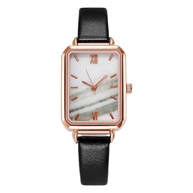 Retro green peacock watch with rectangular dial and black PU strap