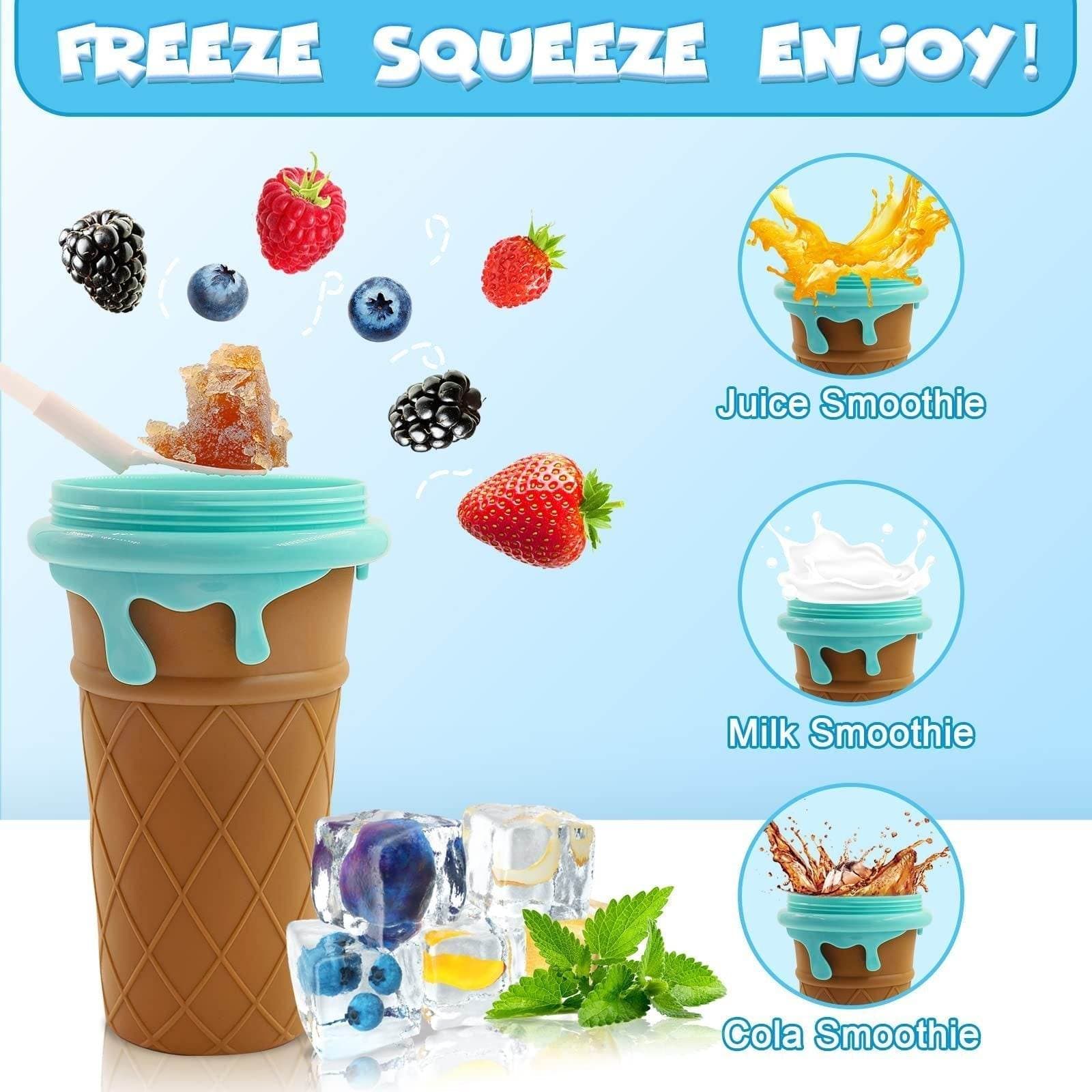 500ml large capacity slushy cup with drip design and straw for juice, milk, and cola smoothies, freeze and squeeze magic ice cream maker