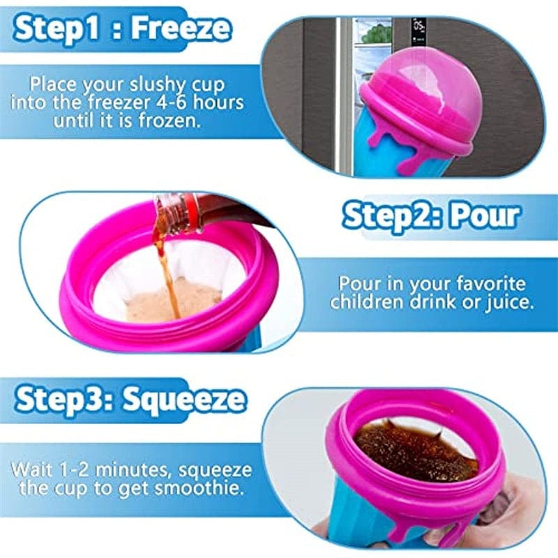 500ml large capacity slushy cup in pink for homemade frozen smoothies and juice, easy squeeze design and quick-freeze magic cup for summer drinks