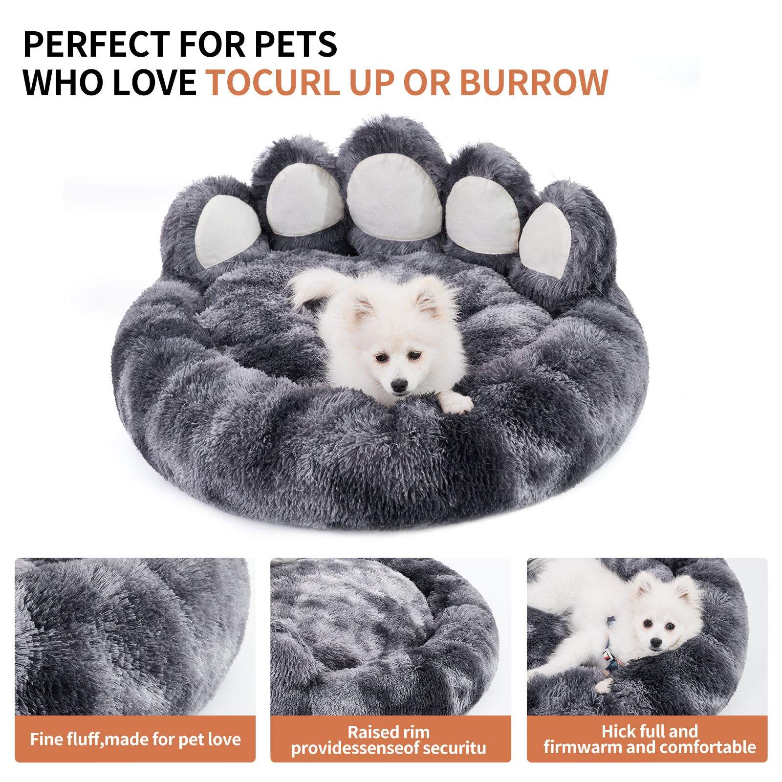 Cute Dog Bear Paw Shape Dog Bed for Small and Medium Dogs