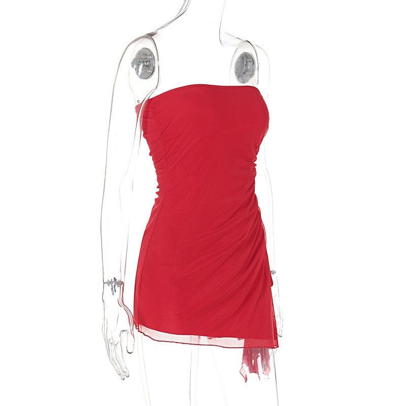 Y2K Tube-top Split Dress Stylish Summer Backless Mini Dress