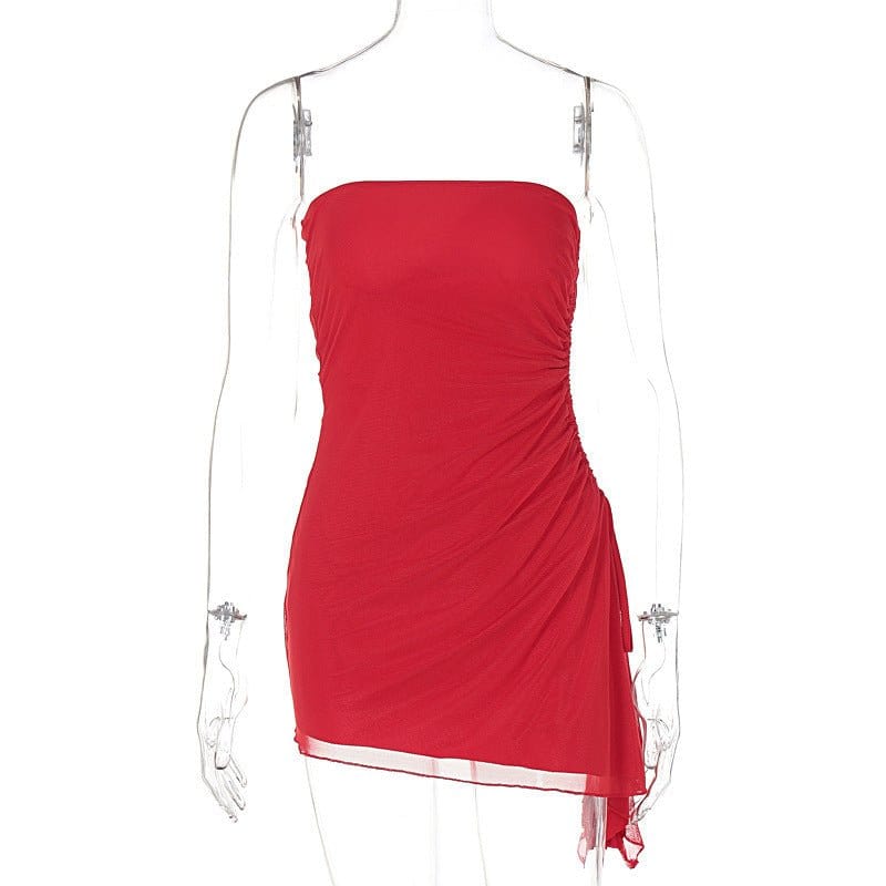 Y2K Tube-top Split Dress Stylish Summer Backless Mini Dress