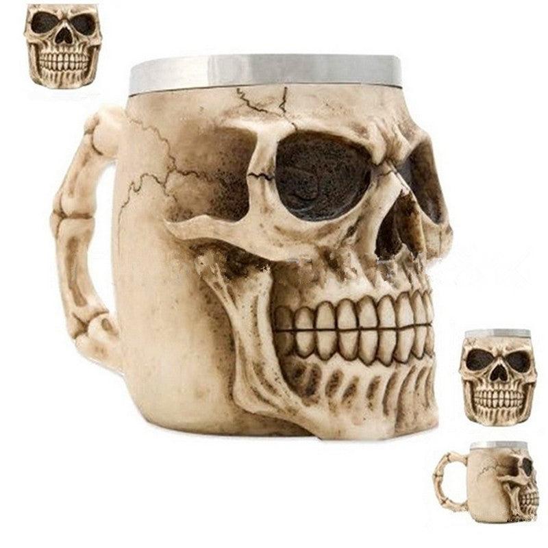 400ML 3D Skull Mugs Stylish Stainless Steel Skull Coffee Mug