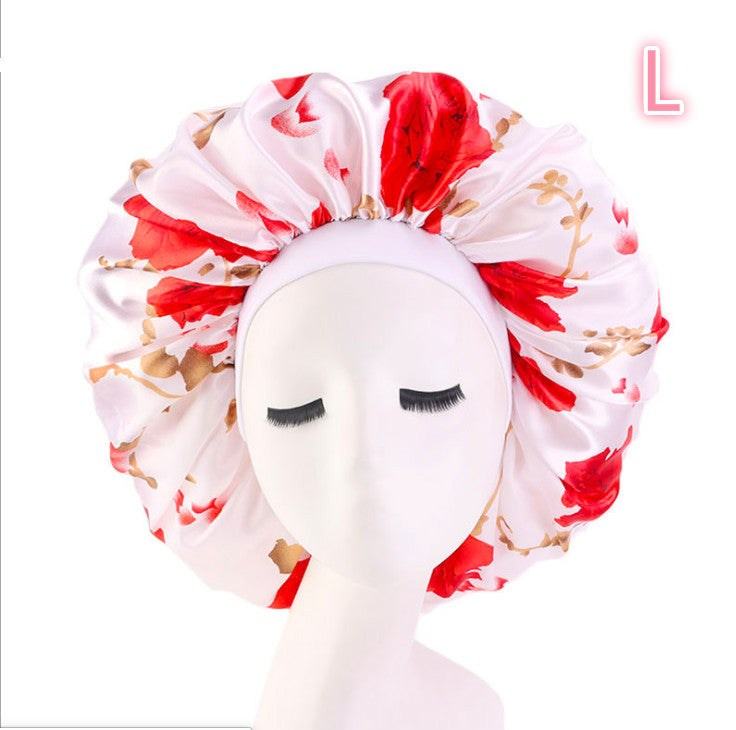 Beauty print Satin silk Bonnet Sleep Night Cap for All Seasons