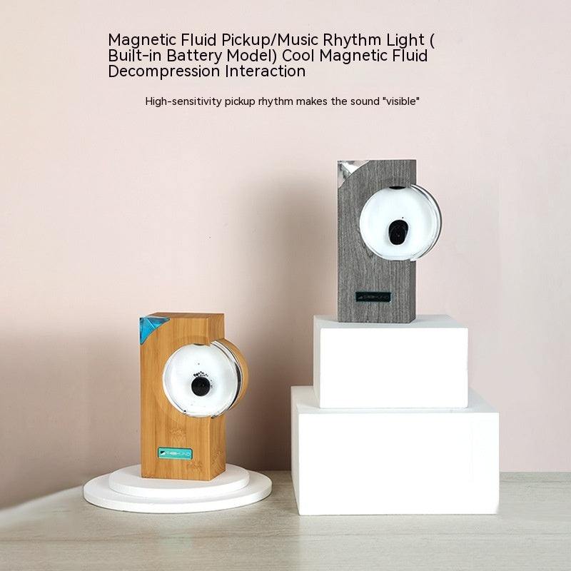 Dancing ferrofluid magnetic fluid speaker desk toy with music rhythm display and modern wooden design