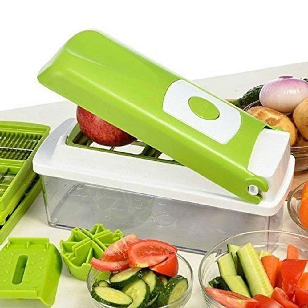 Green 12-piece food grate food chopper set with vegetable slicer and dicer for kitchen use