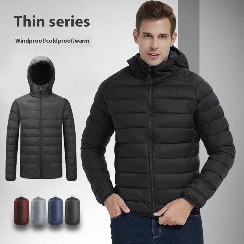 Men's Lightweight Hooded Coat Winter Warm Zipper Jacket