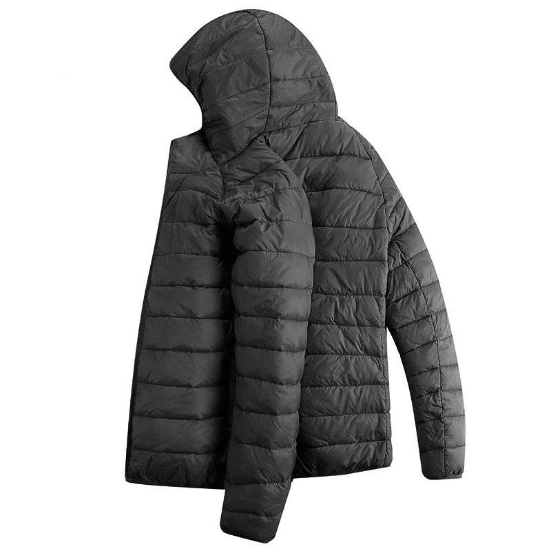Mens Lightweight Hooded Coat Winter Warm Zipper Jacket