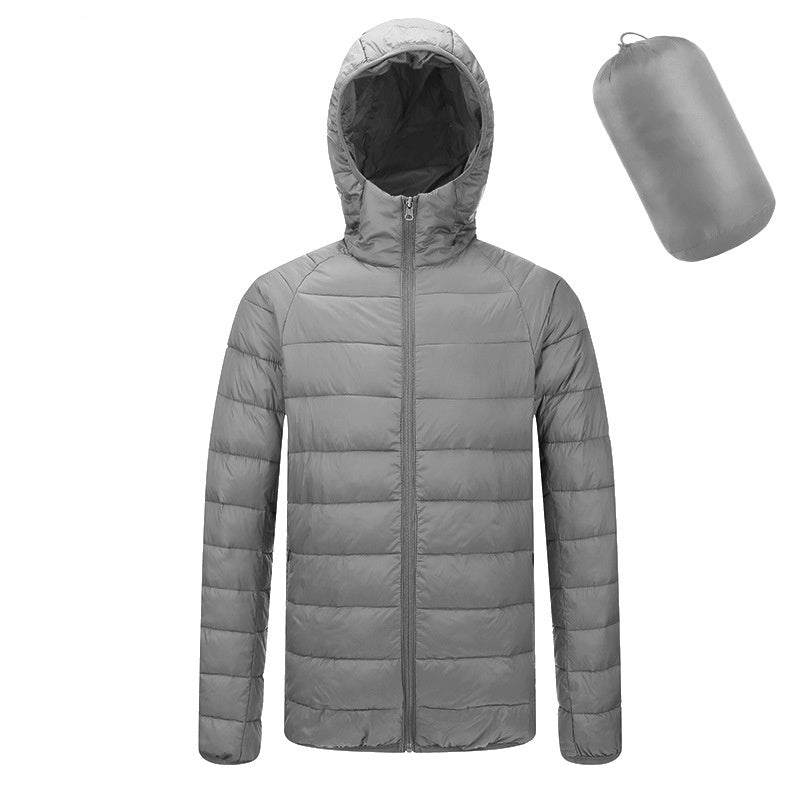 Mens Lightweight Hooded Coat Winter Warm Zipper Jacket