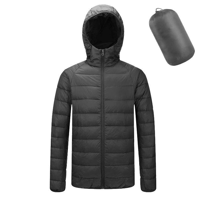 Mens Lightweight Hooded Coat Winter Warm Zipper Jacket