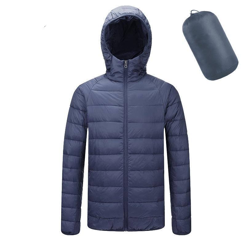 Mens Lightweight Hooded Coat Winter Warm Zipper Jacket