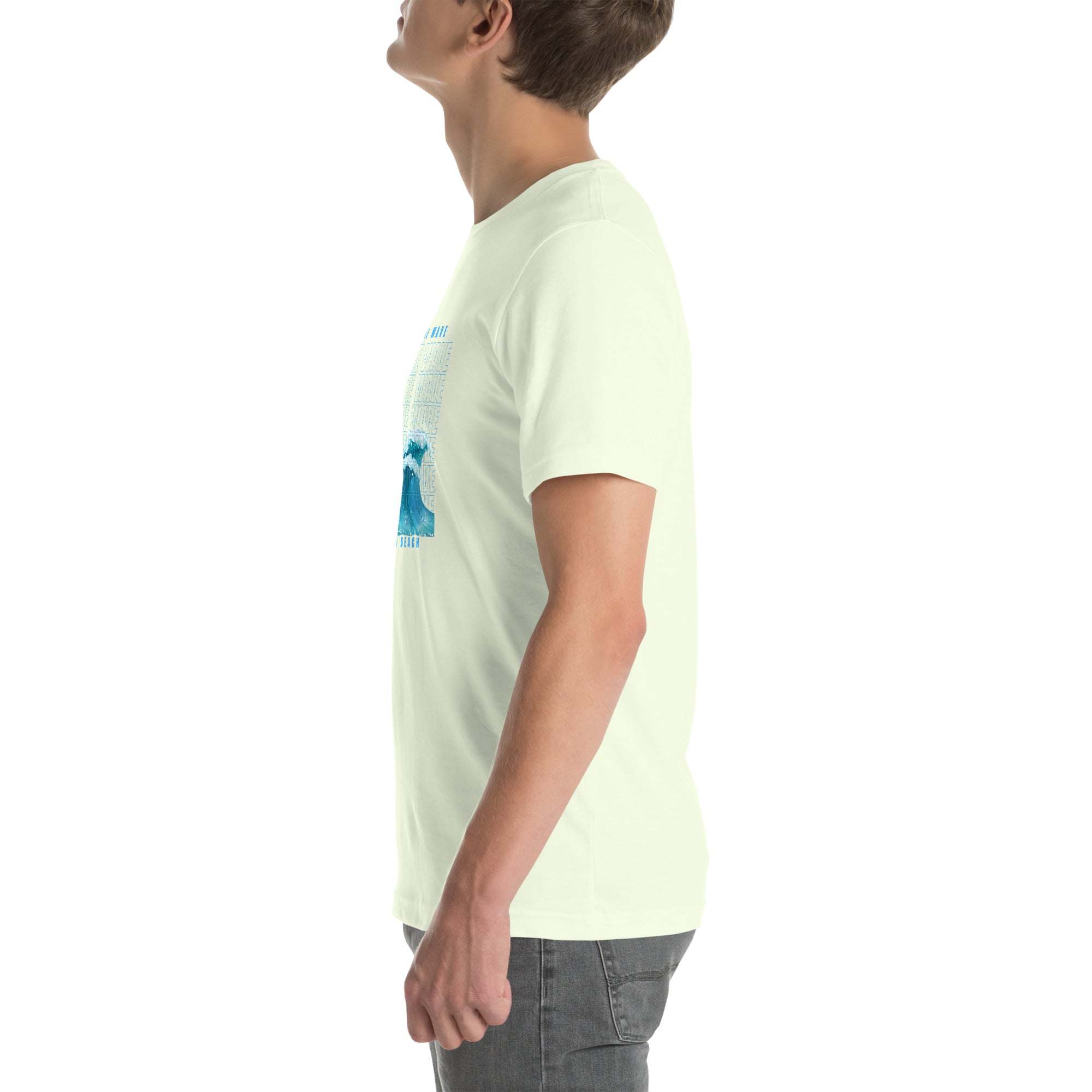 Unisex Ride the Wave T-Shirt with retro wave design in soft cotton for beach and casual wear