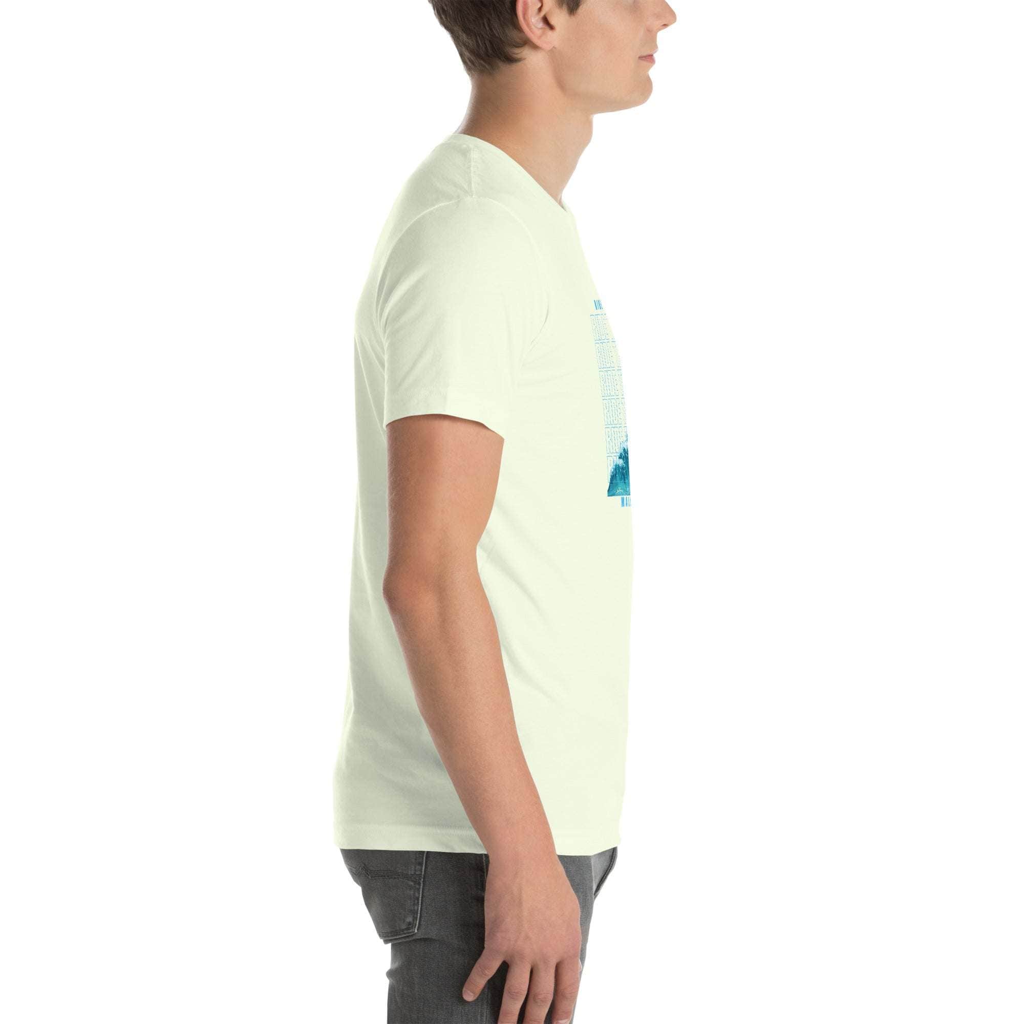 Unisex Ride the Wave T-Shirt with retro wave design in soft cotton, perfect for surfers and beach lovers.