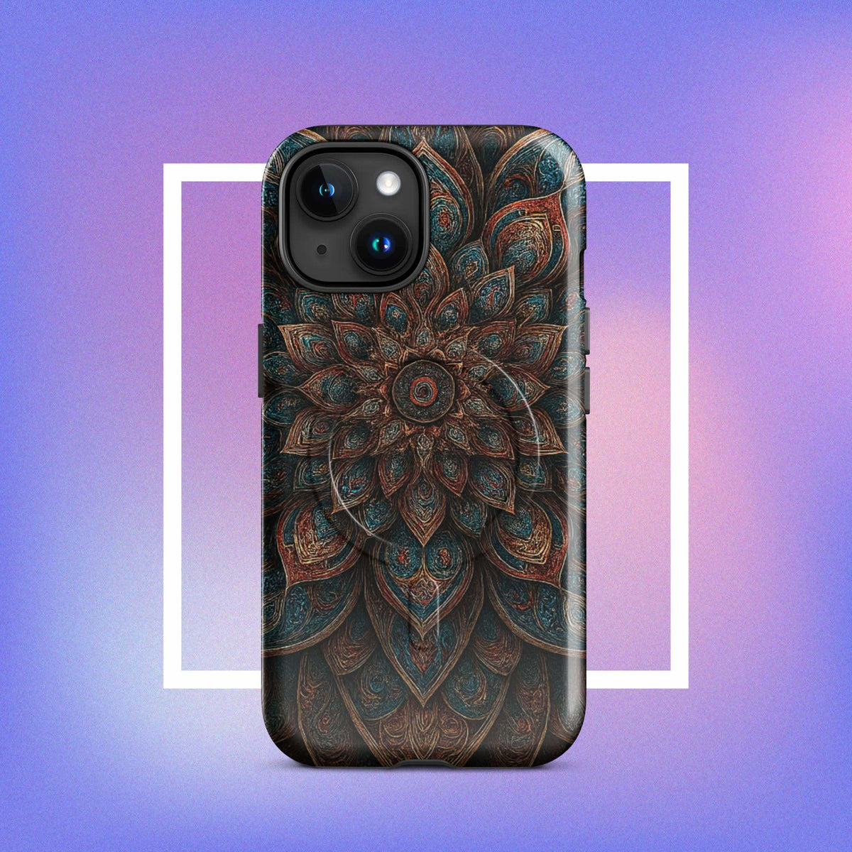 iPhone tough case: Geometric Mandala MagSafe iPhone Protective Cover