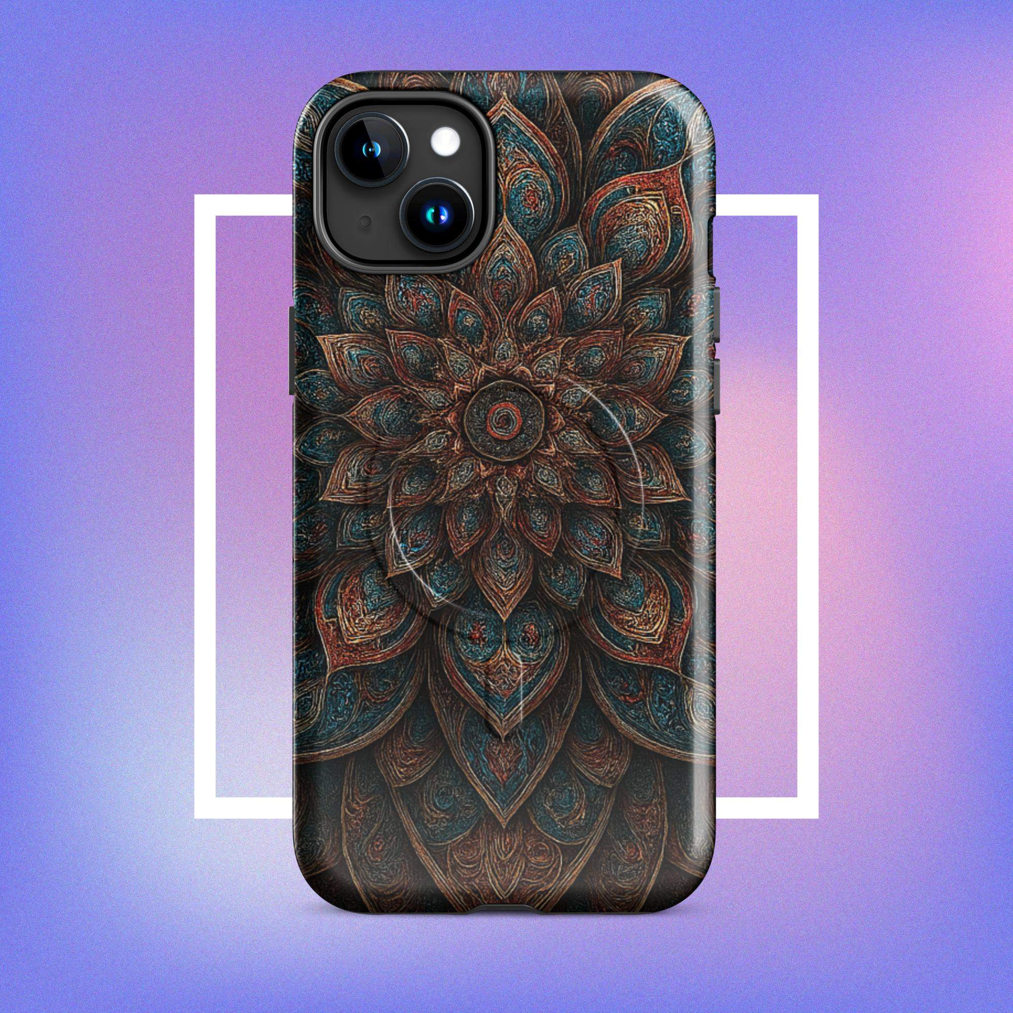 iPhone tough case: Geometric Mandala MagSafe iPhone Protective Cover