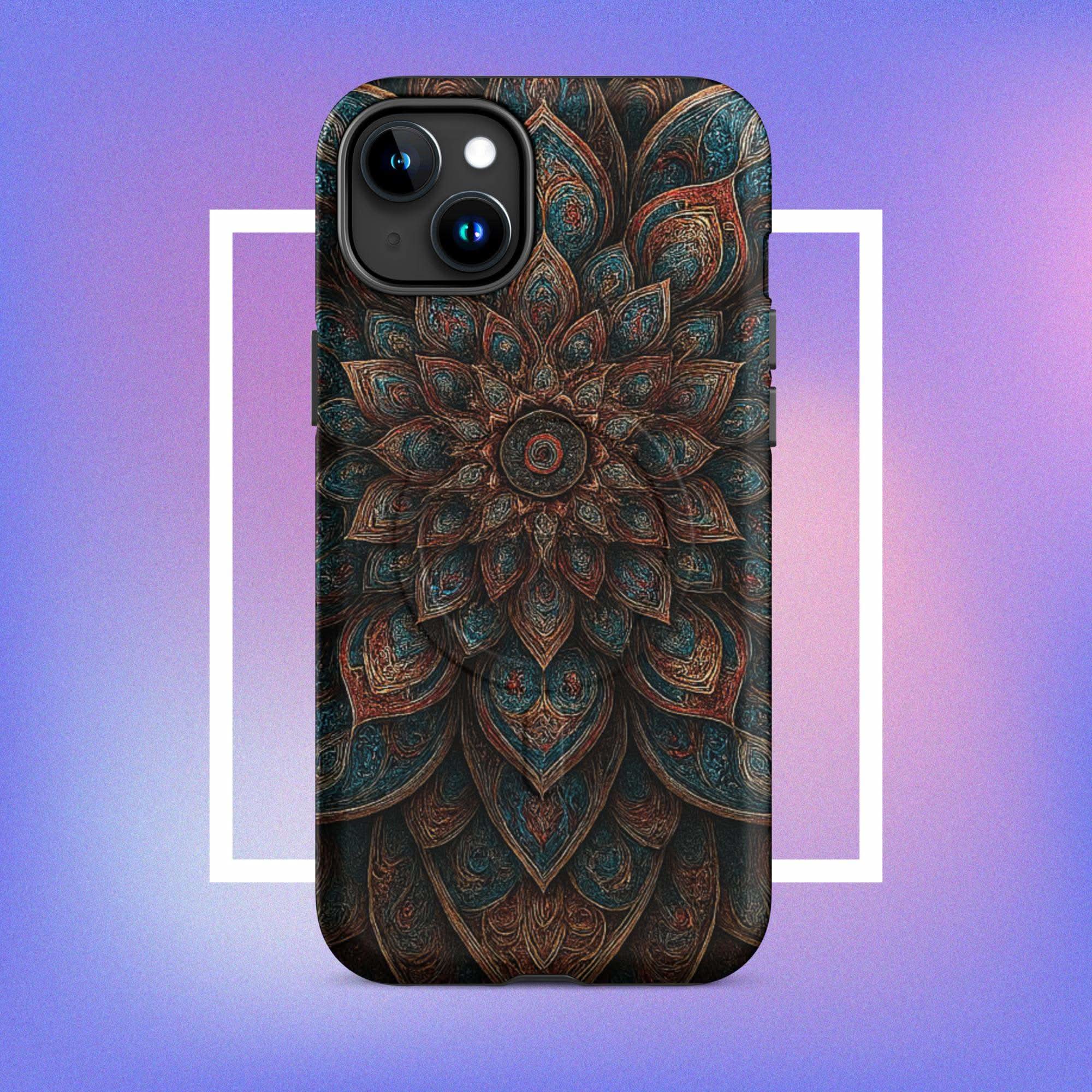 iPhone tough case: Geometric Mandala MagSafe iPhone Protective Cover