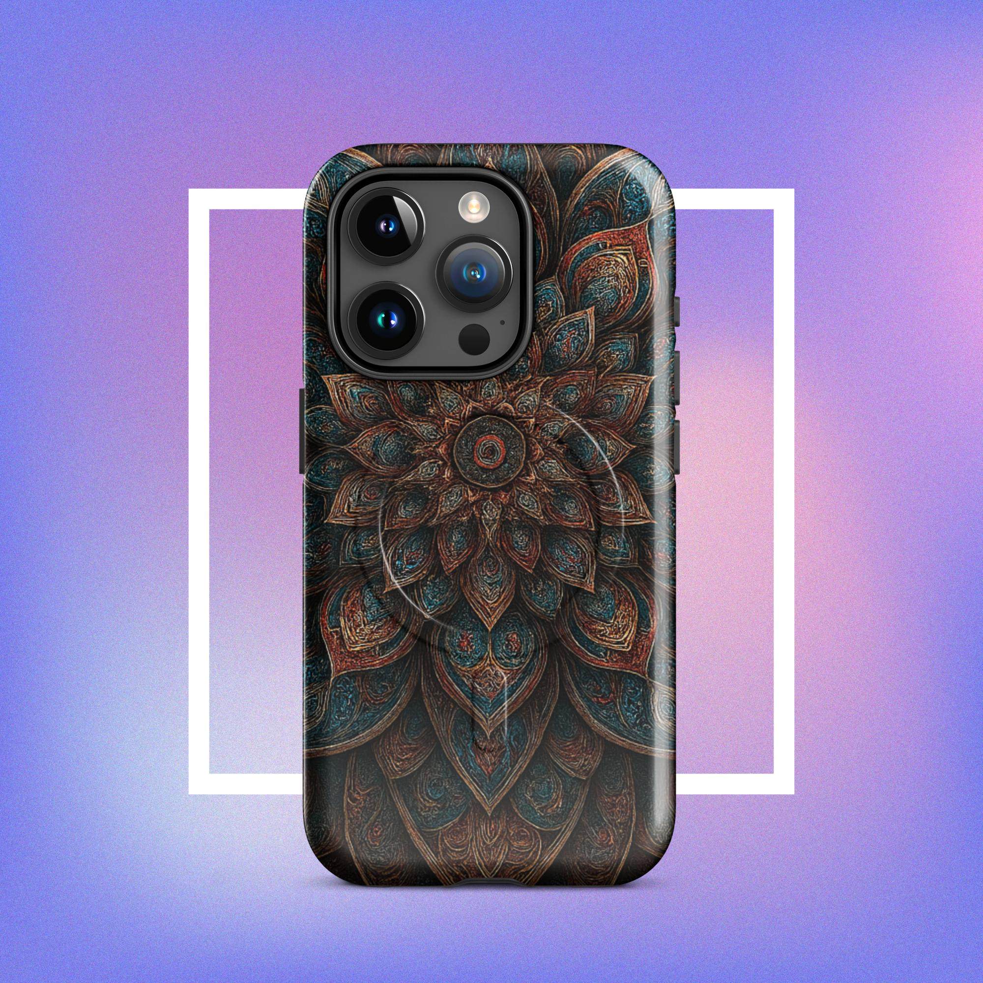 iPhone tough case: Geometric Mandala MagSafe iPhone Protective Cover