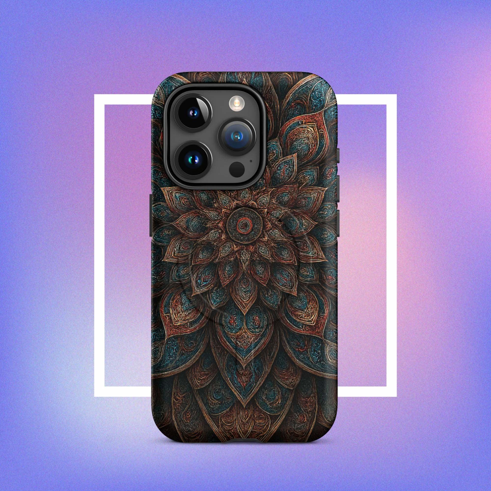 iPhone tough case: Geometric Mandala MagSafe iPhone Protective Cover