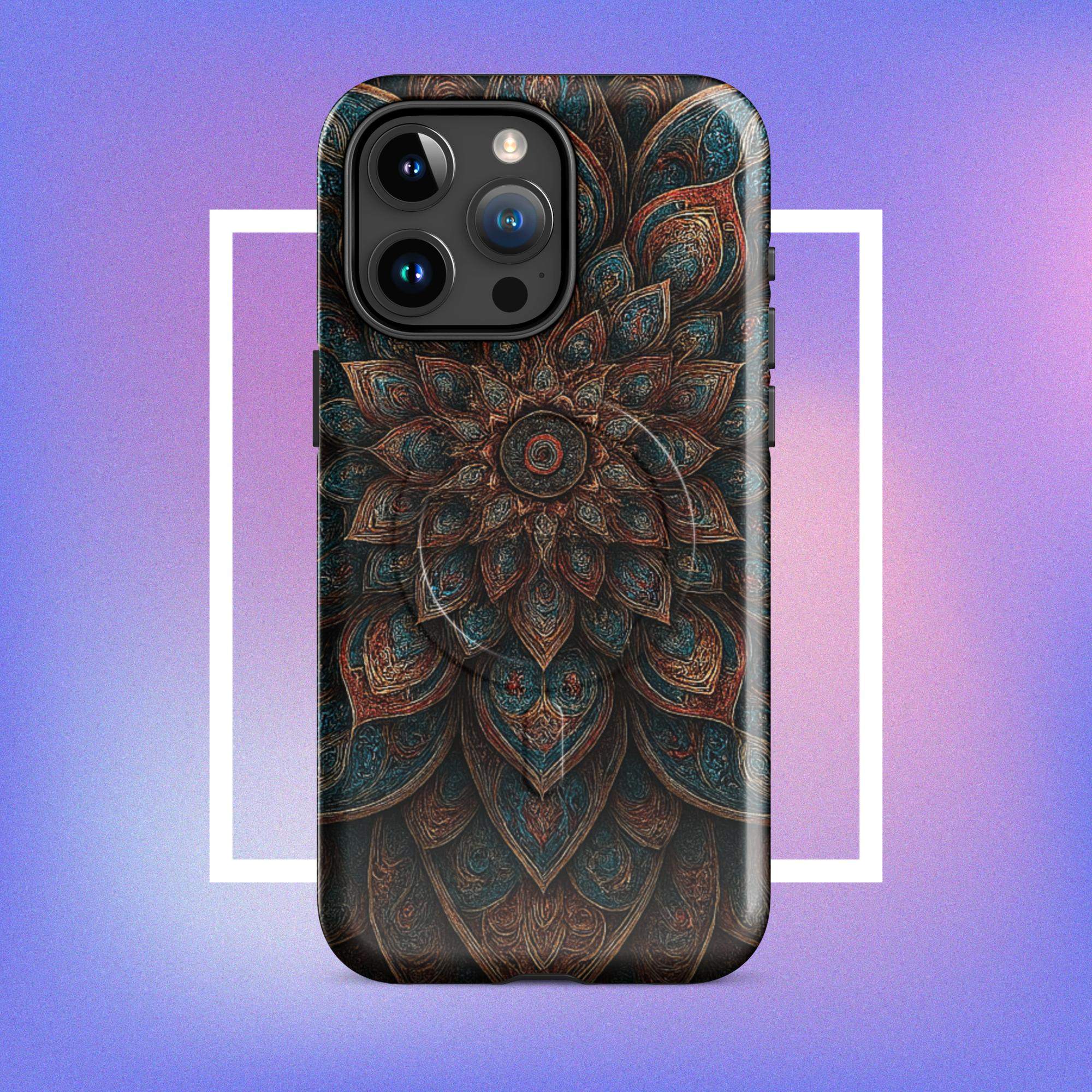iPhone tough case: Geometric Mandala MagSafe iPhone Protective Cover