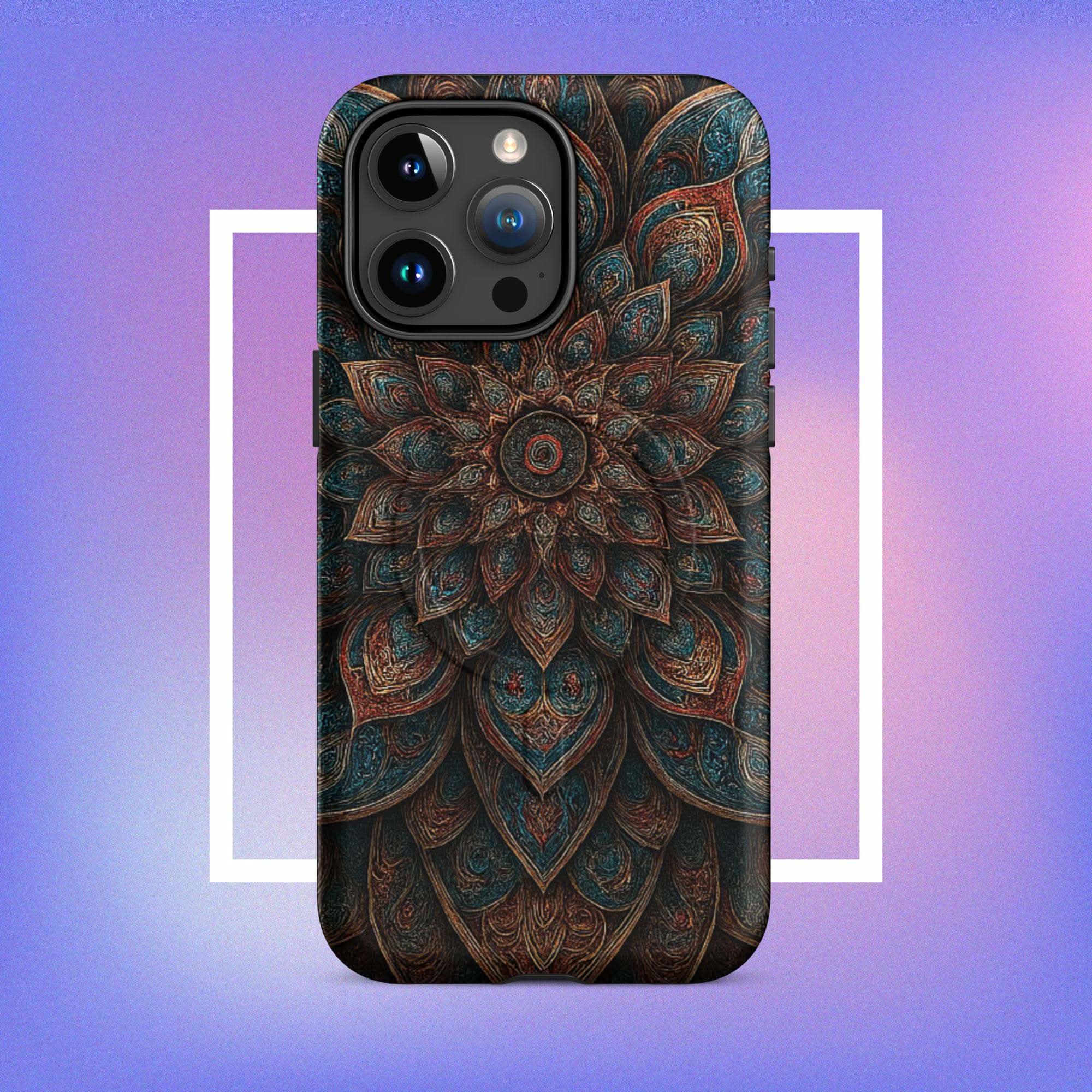 iPhone tough case: Geometric Mandala MagSafe iPhone Protective Cover