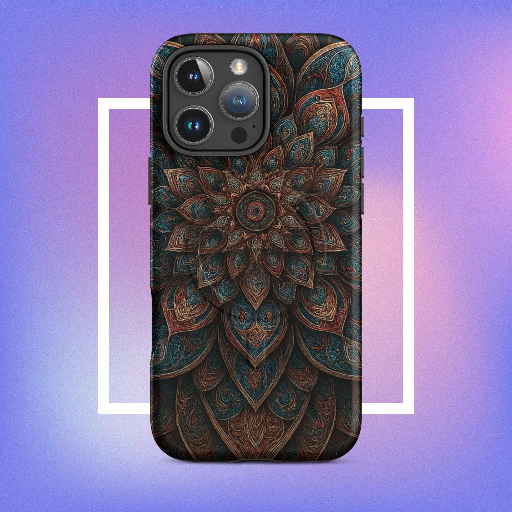 iPhone tough case: Geometric Mandala MagSafe iPhone Protective Cover