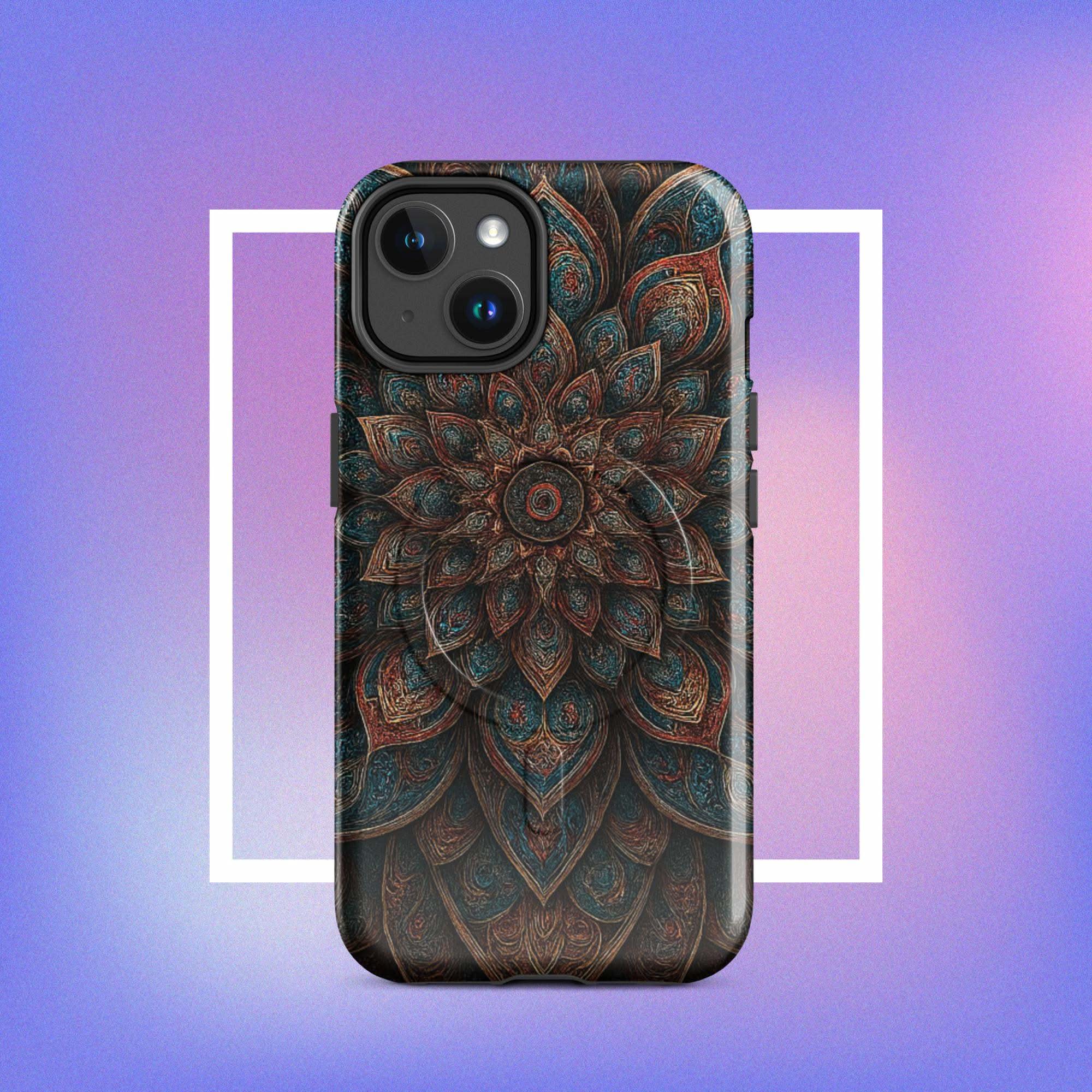 iPhone tough case: Geometric Mandala MagSafe iPhone Protective Cover