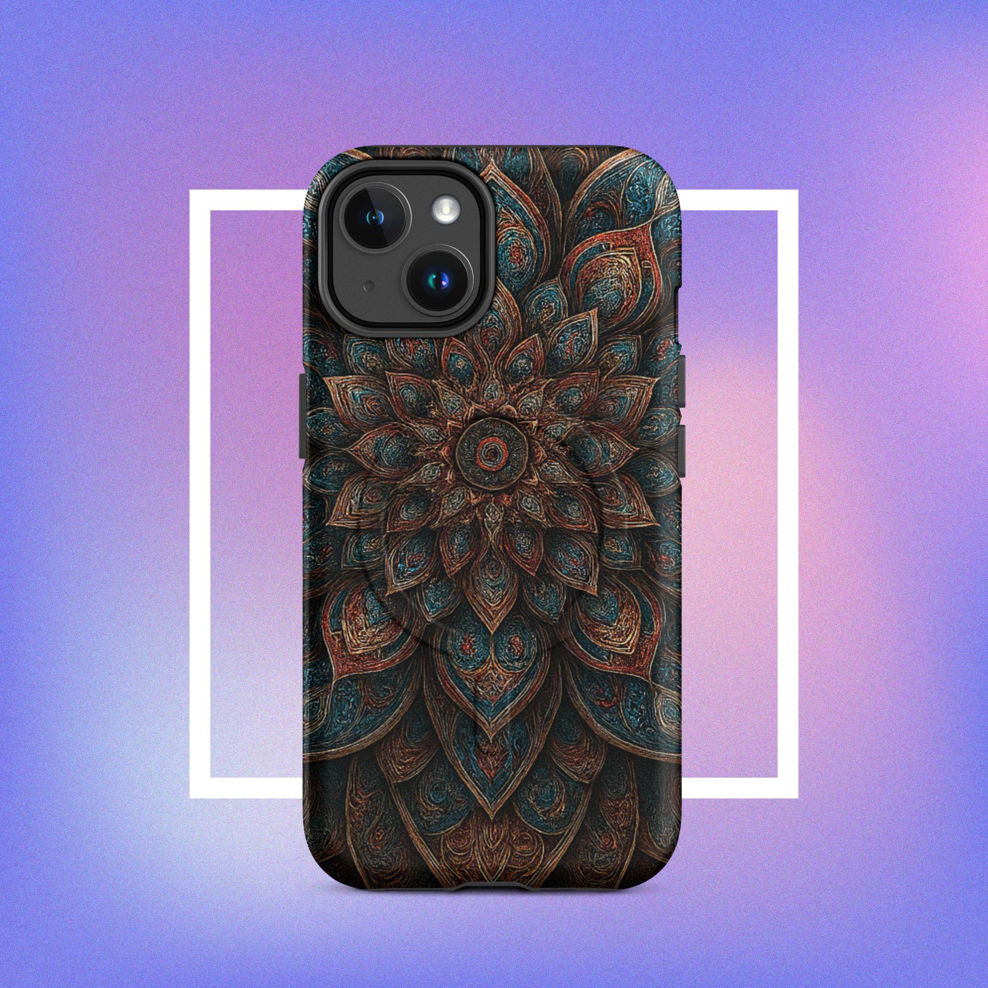 iPhone tough case: Geometric Mandala MagSafe iPhone Protective Cover