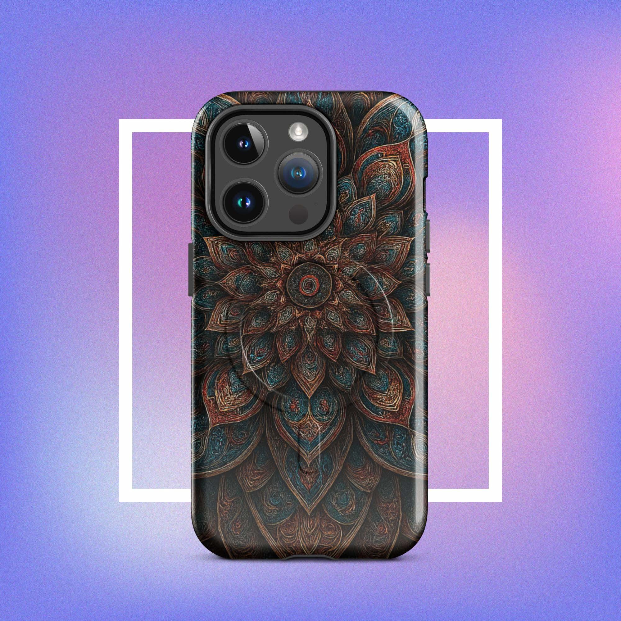 iPhone tough case: Geometric Mandala MagSafe iPhone Protective Cover