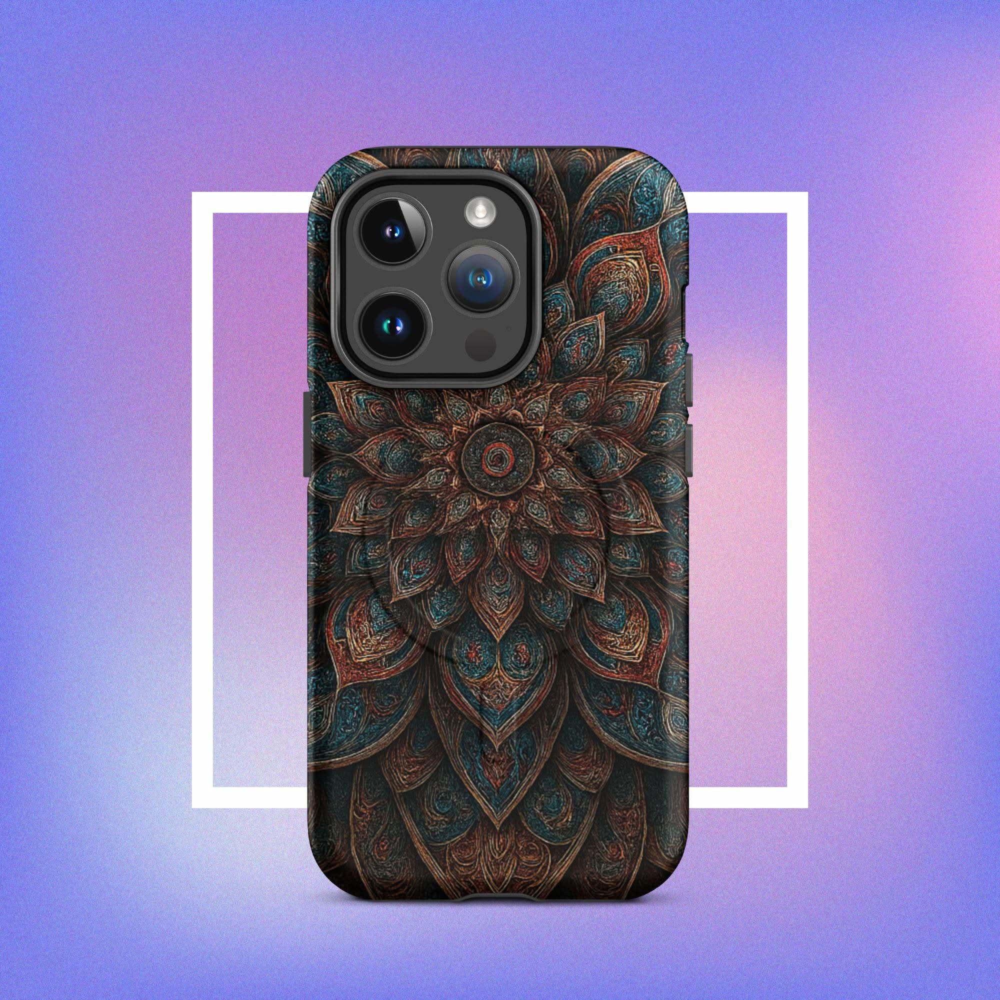 iPhone tough case: Geometric Mandala MagSafe iPhone Protective Cover