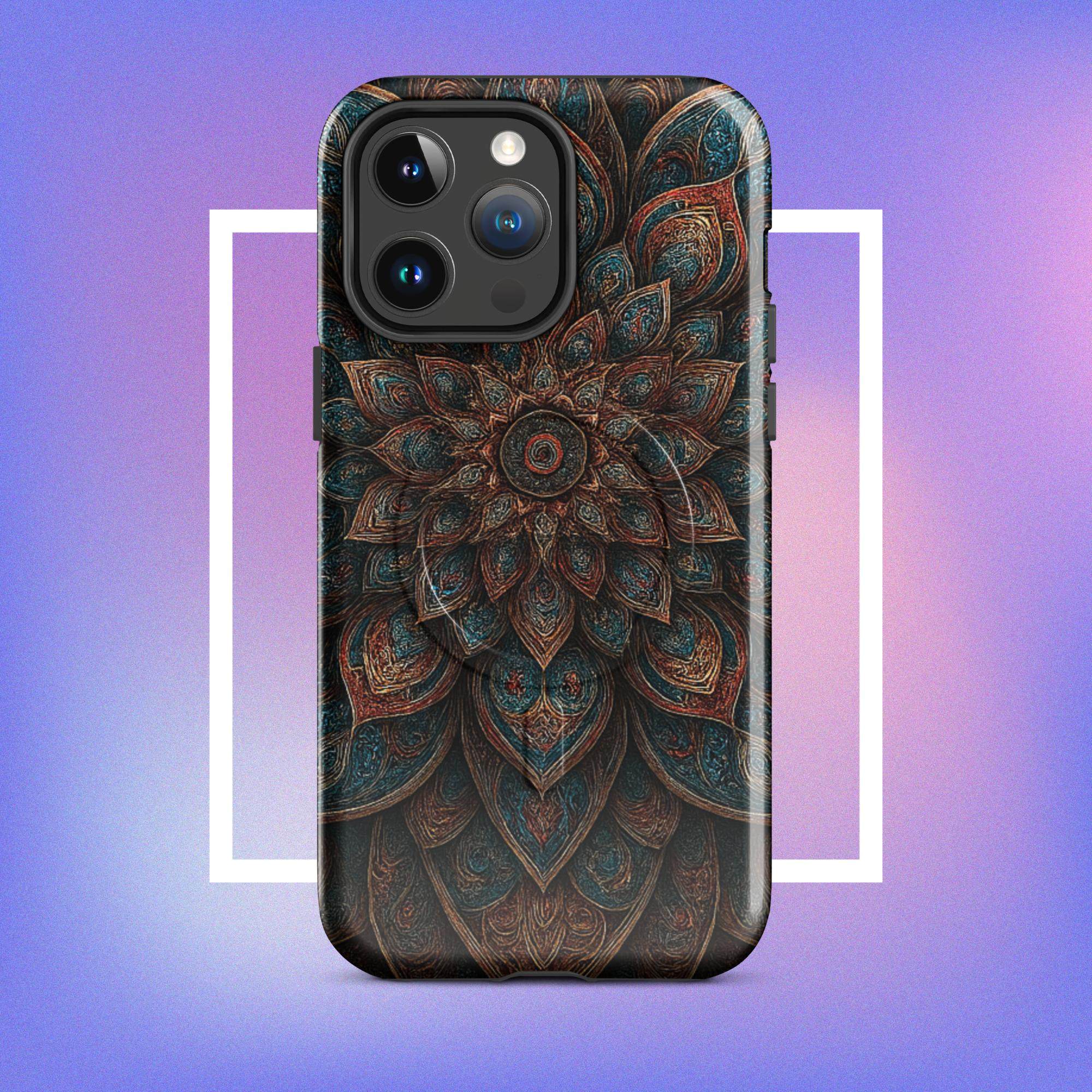 iPhone tough case: Geometric Mandala MagSafe iPhone Protective Cover