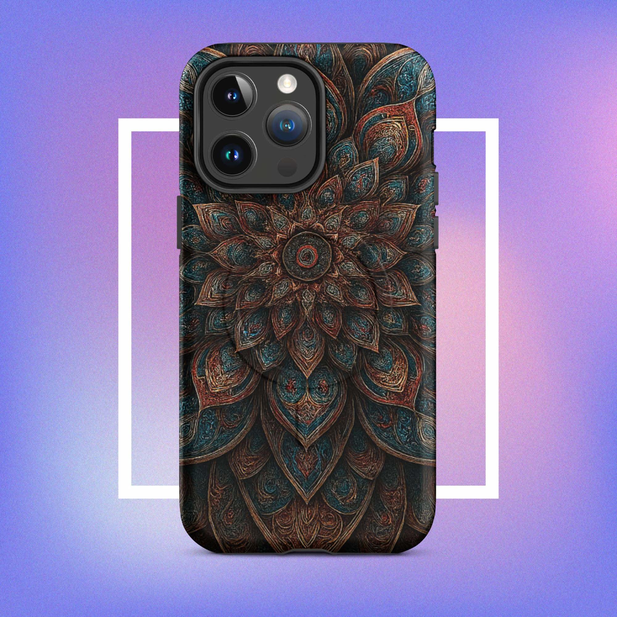 iPhone tough case: Geometric Mandala MagSafe iPhone Protective Cover