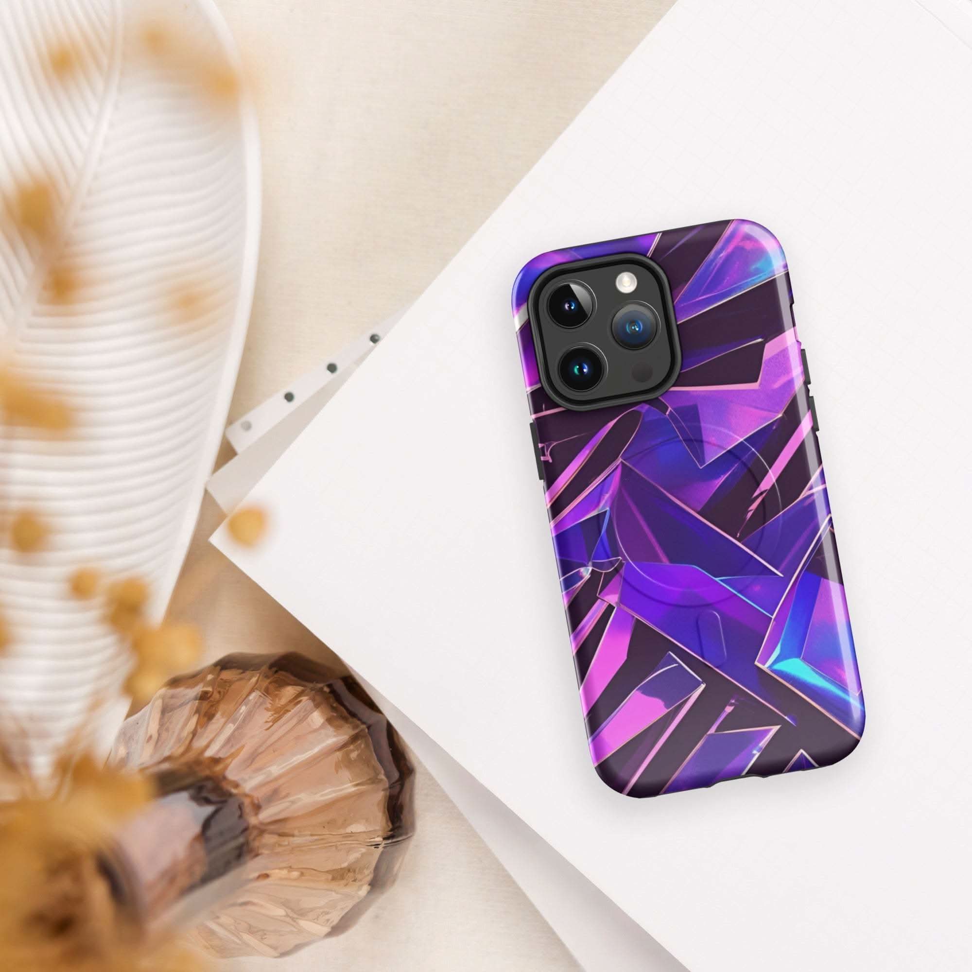 Modern purple iPhone tough case with MagSafe® compatibility and military-grade protection