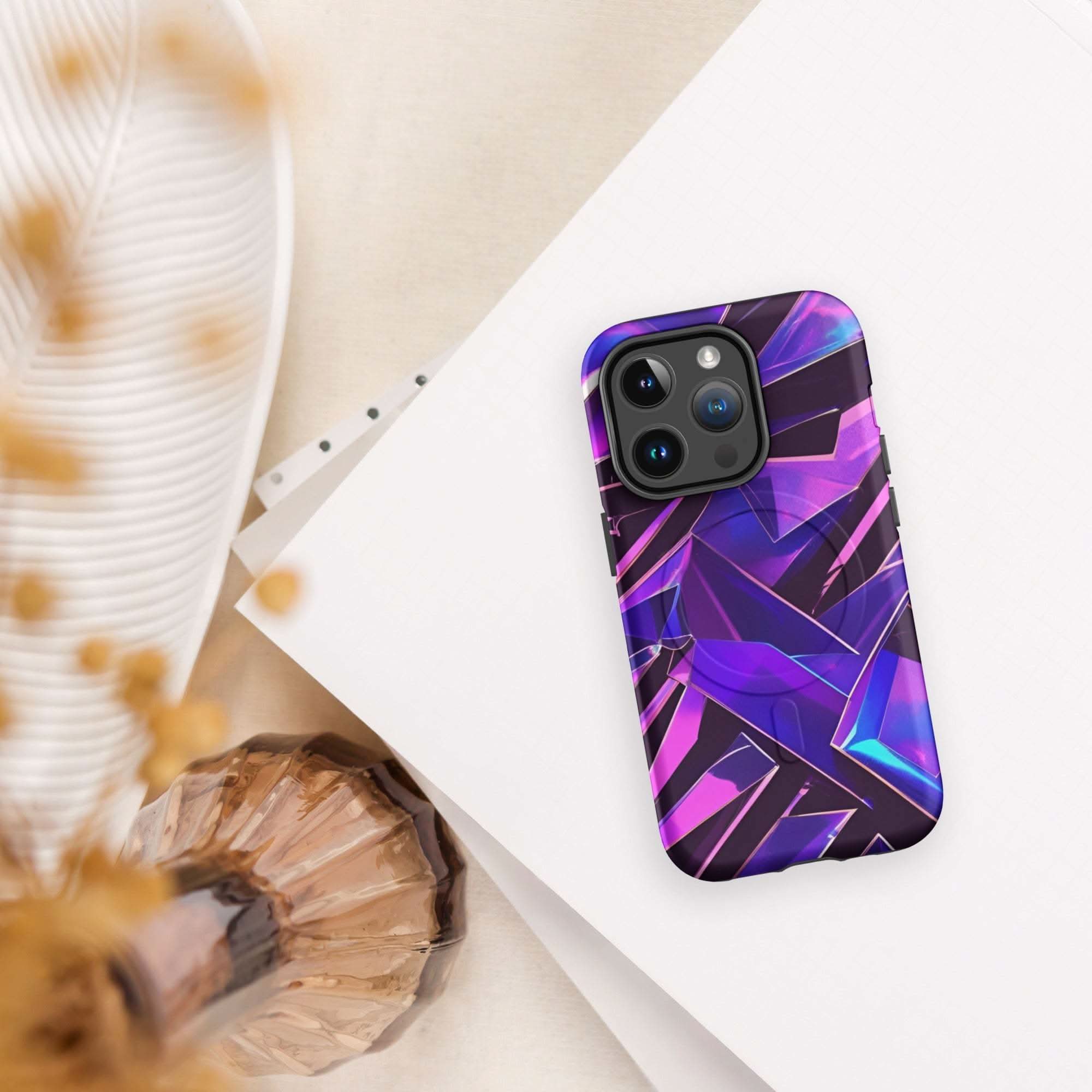 iPhone tough case - Modern purple MagSafe® durable iPhone protection